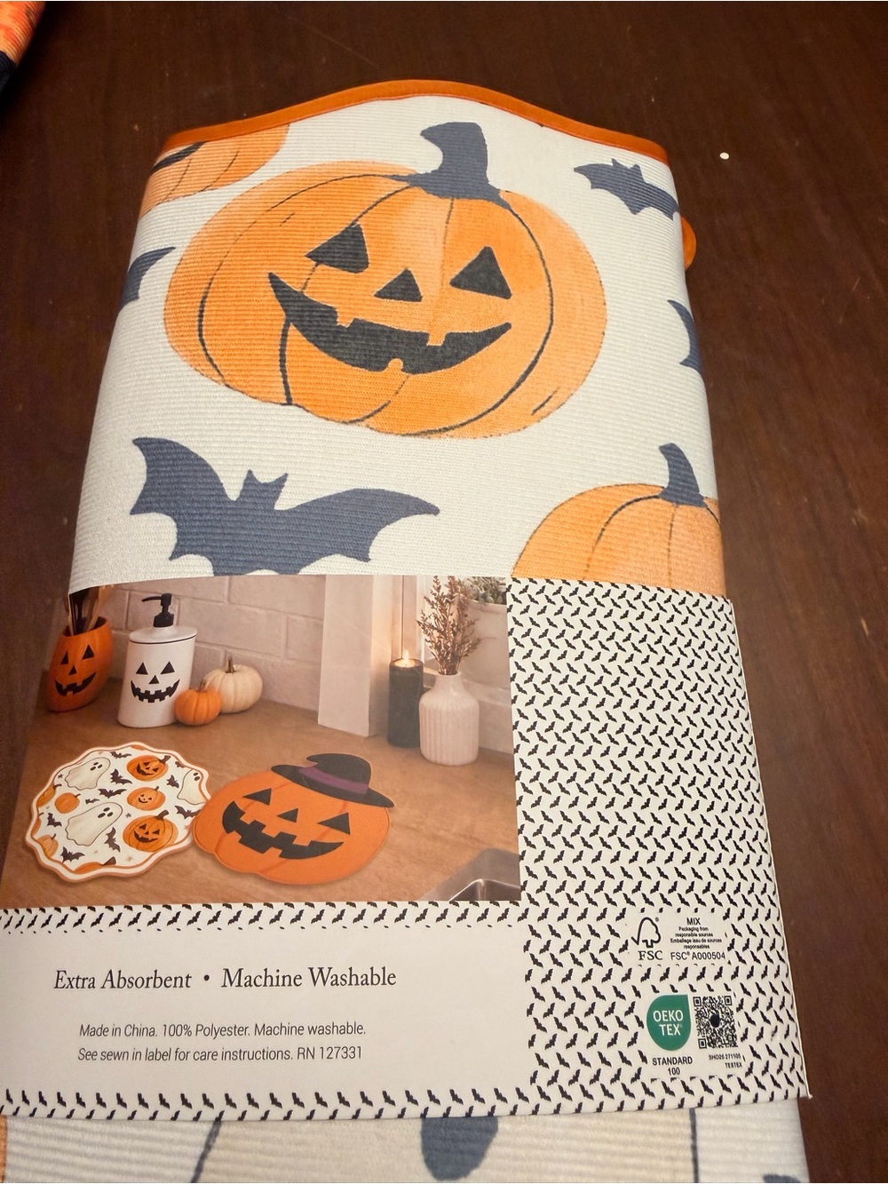 Halloween Dish Drying Mat Set Jack-o’-lantern Ghost Dishmat